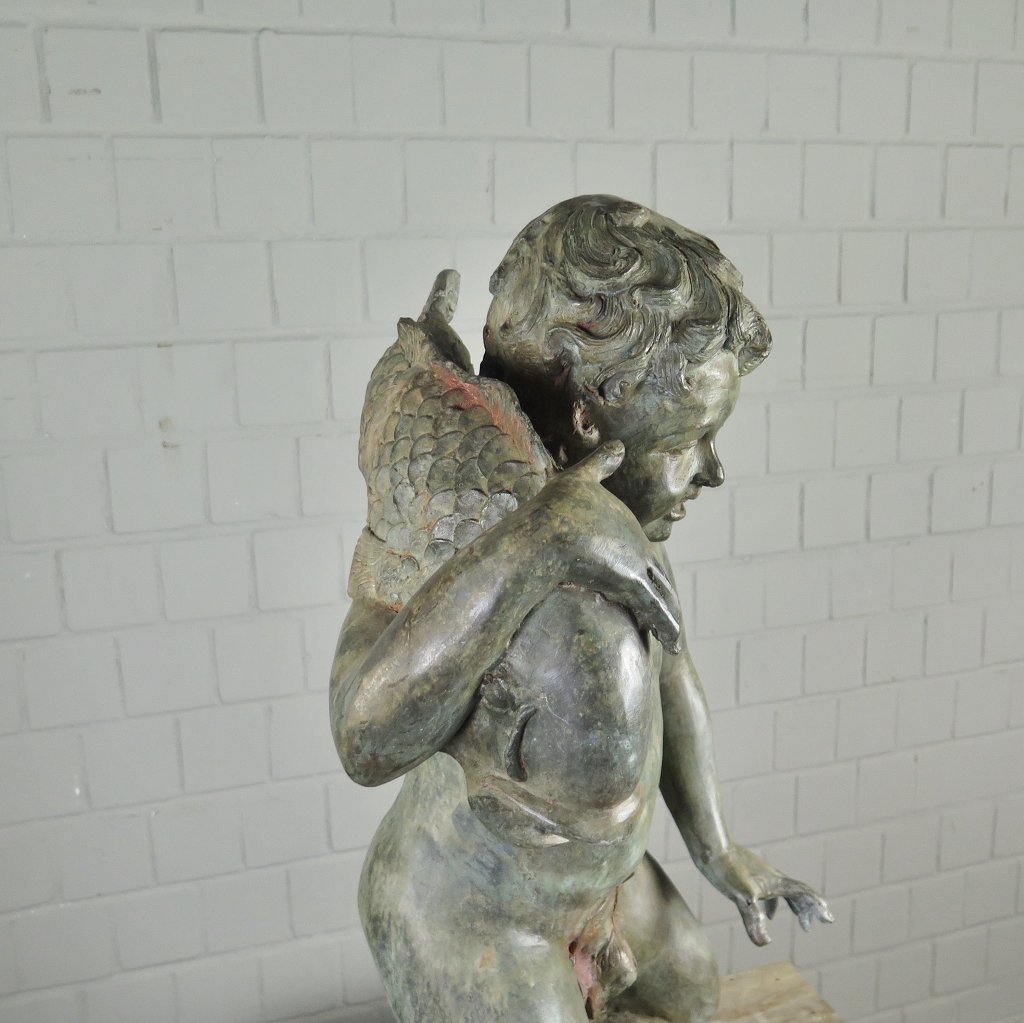 Wasserspeier Wasserspiel Putte auf Schildkröte Bronze 0,97 m