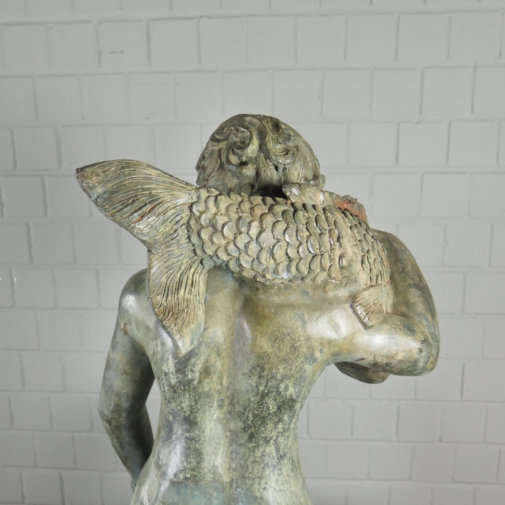 Wasserspeier Wasserspiel Putte auf Schildkröte Bronze 0,97 m