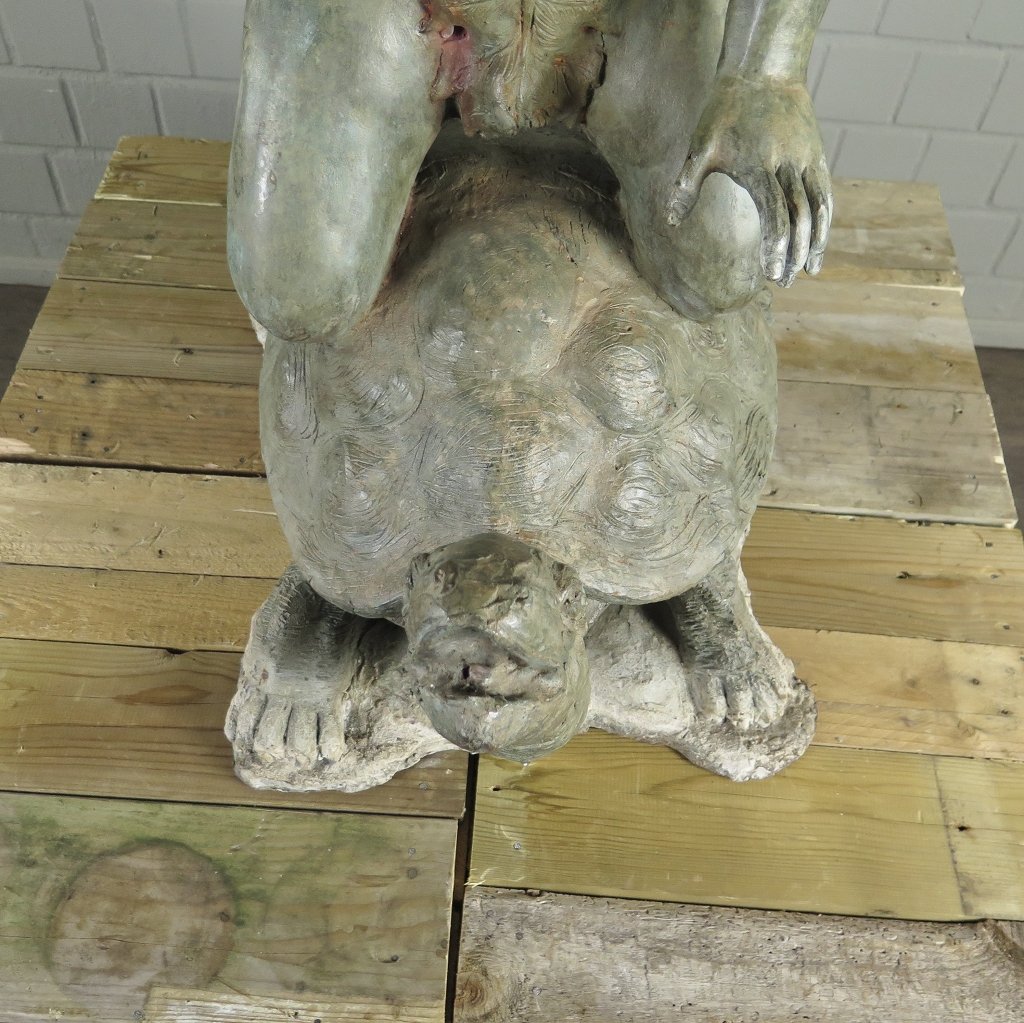 Wasserspeier Wasserspiel Putte auf Schildkröte Bronze 0,97 m