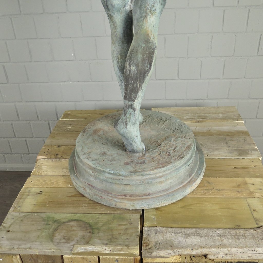 Skulptur Dekoration Musiker mit Tamburin Bronze 1,40 m