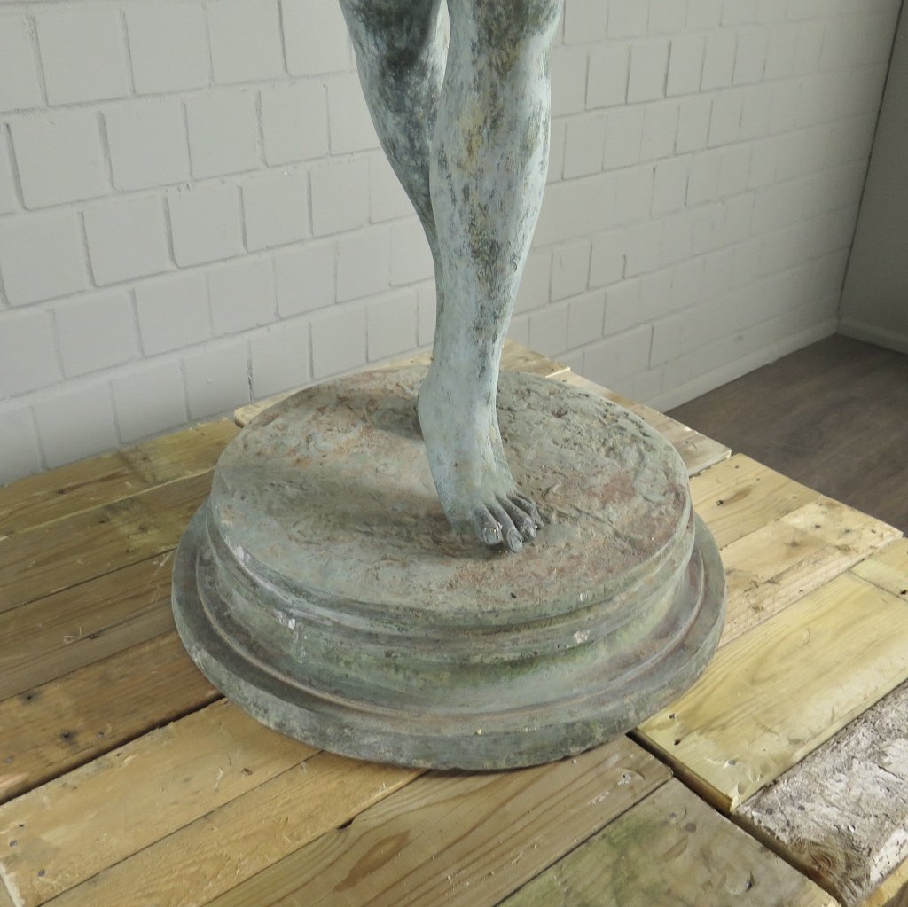 Skulptur Dekoration Musiker mit Tamburin Bronze 1,40 m