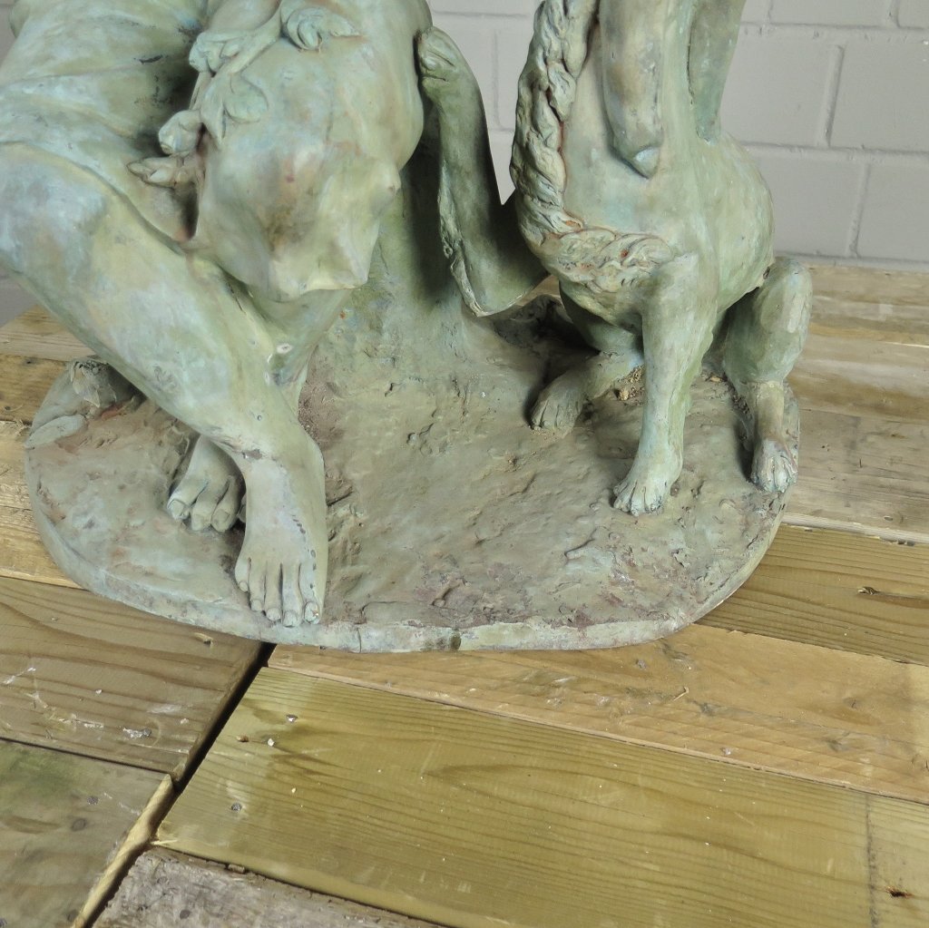 Skulptur Dekoration Mädchen mit Hund Bronze 0,75 m