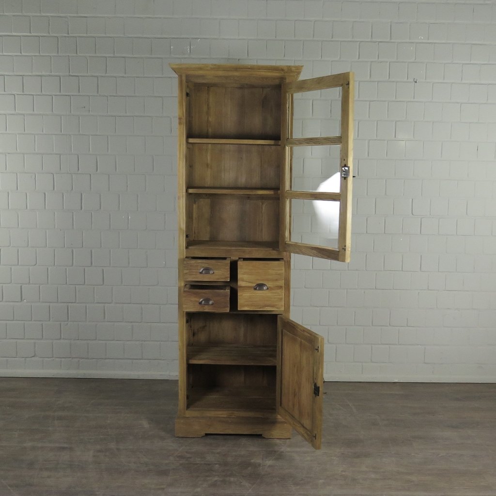 Hochschrank Vitrine Teakholz 0,69 m