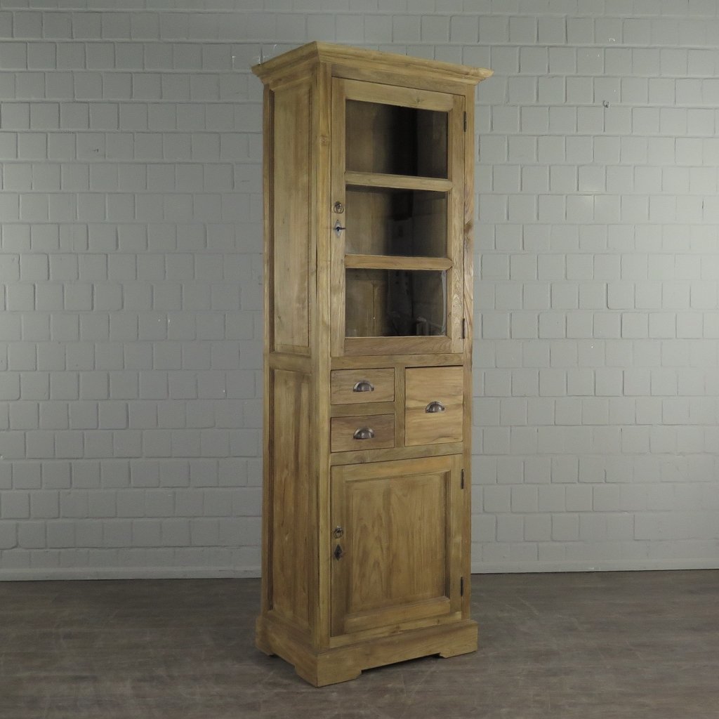 Hochschrank Vitrine Teakholz 0,69 m