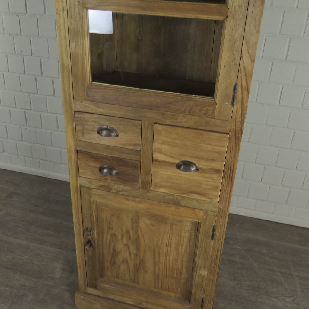 Hochschrank Vitrine Teakholz 0,69 m