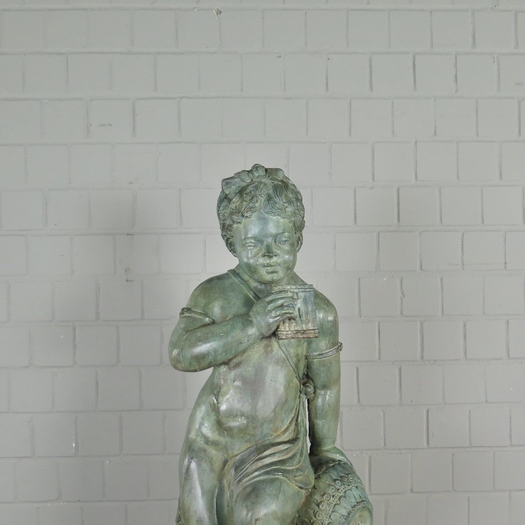 Wasserspeier Wasserspiel Kind mit Vase Bronze 0,90 m