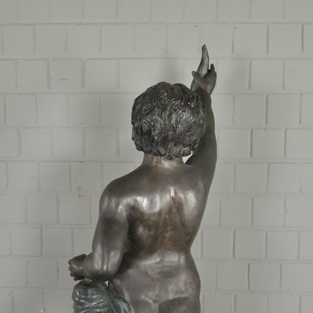 Skulptur Dekoration Putte mit Muschel 1,19 m
