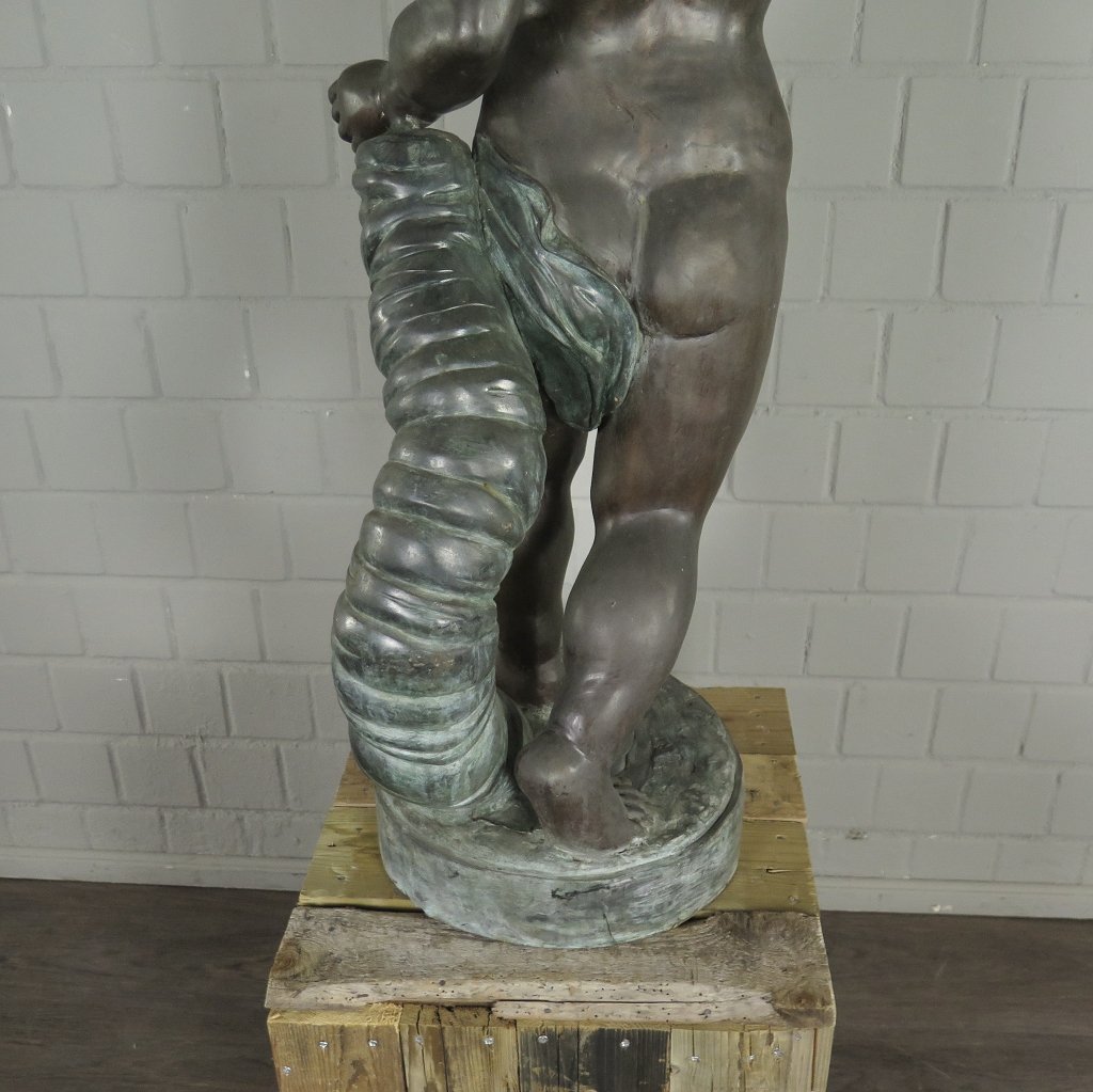 Skulptur Dekoration Putte mit Muschel 1,19 m