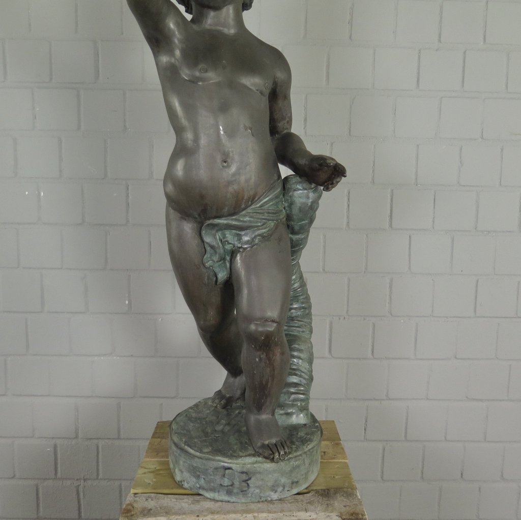Skulptur Dekoration Putte mit Muschel 1,19 m