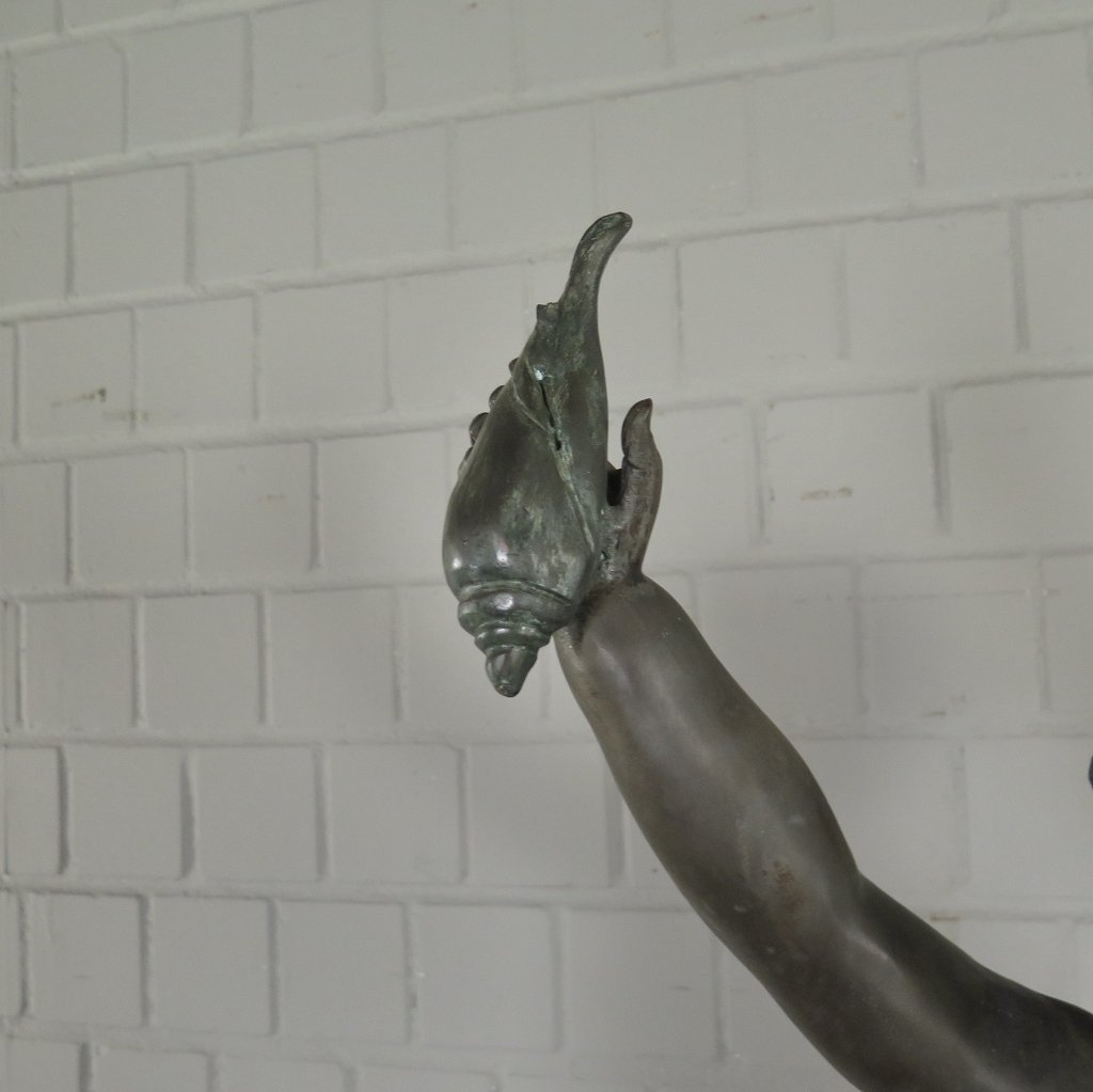 Skulptur Dekoration Putte mit Muschel 1,19 m