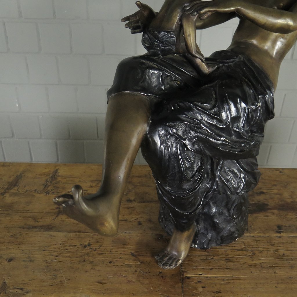 Skulptur Dekoration Frau mit Kind Bronze 0,63 m