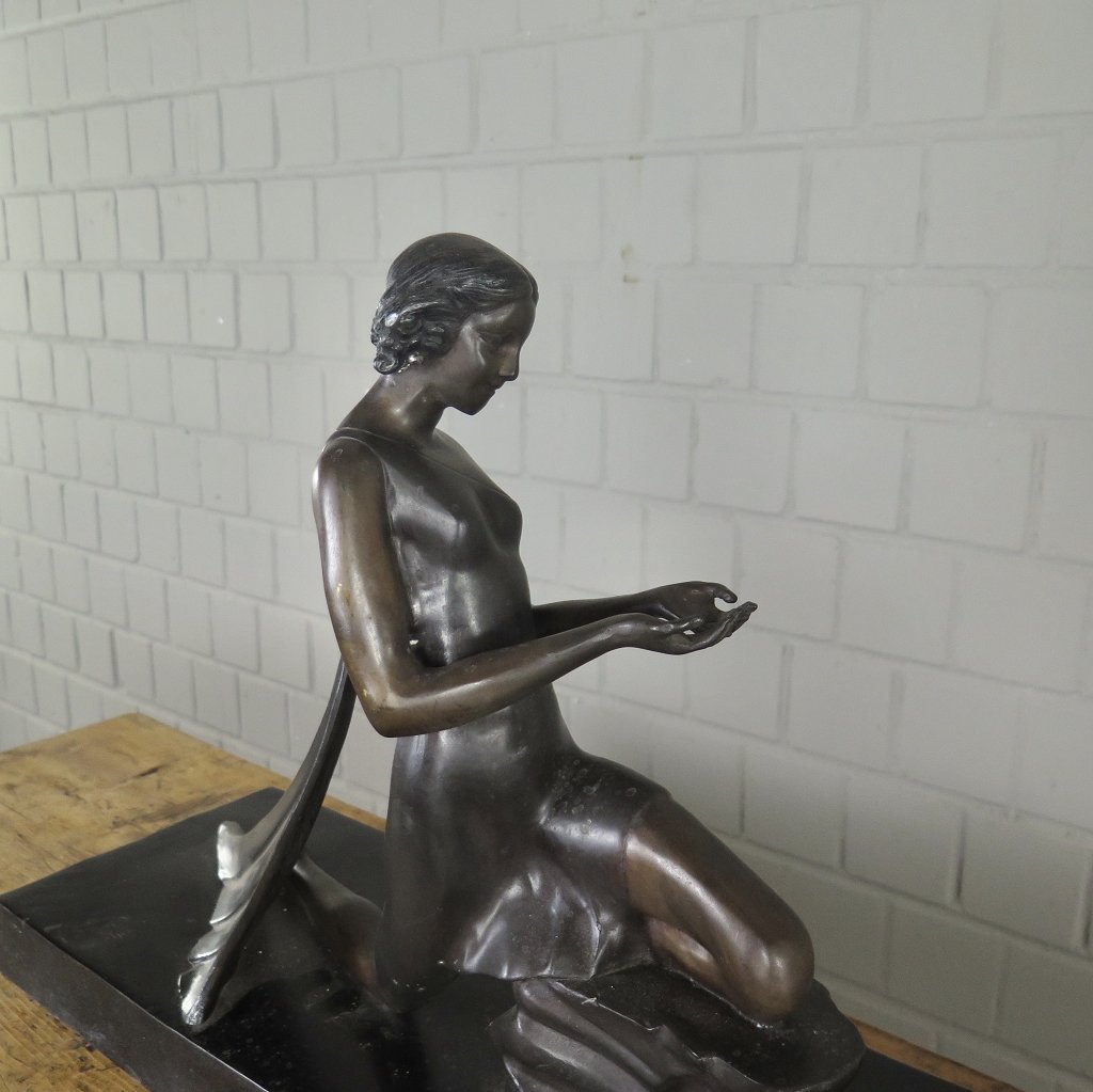 Skulptur Dekoration Tänzerin Frau Bronze 0,44 m
