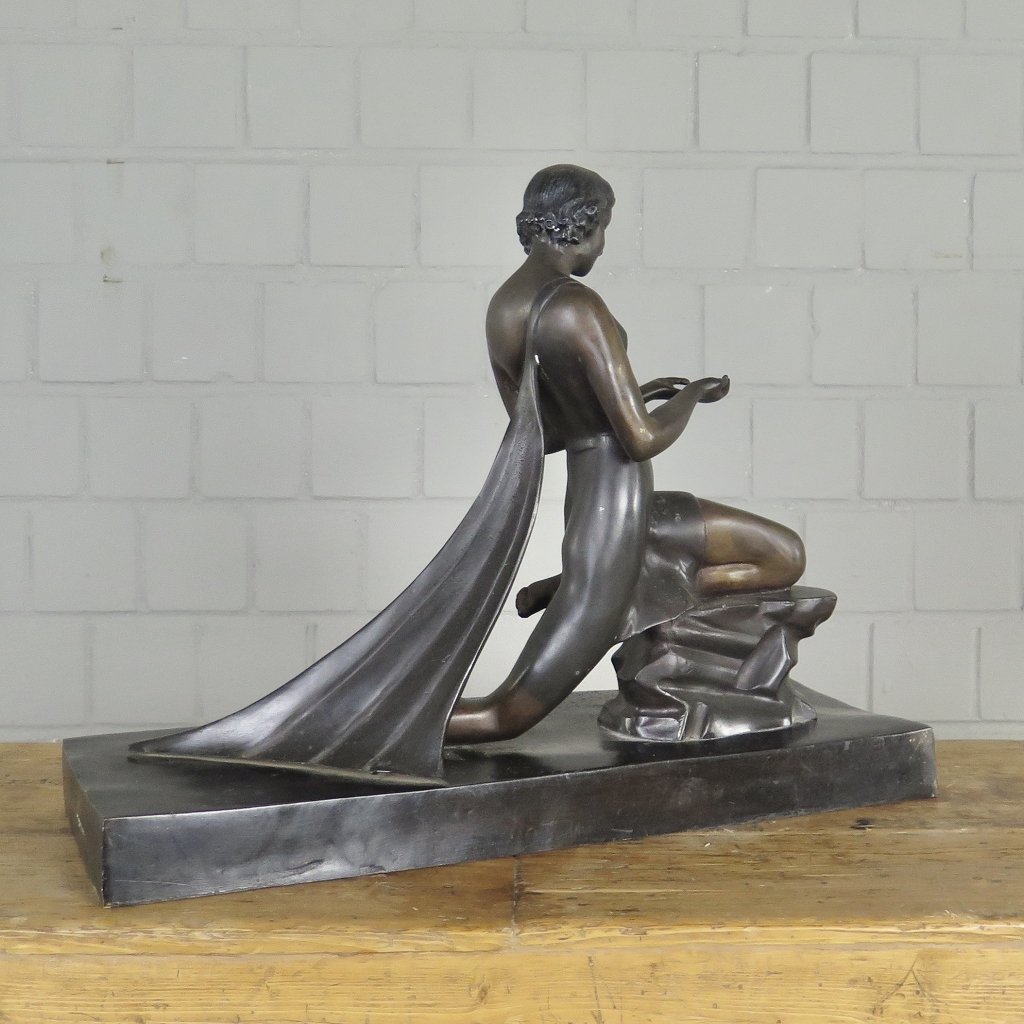 Skulptur Dekoration Tänzerin Frau Bronze 0,44 m