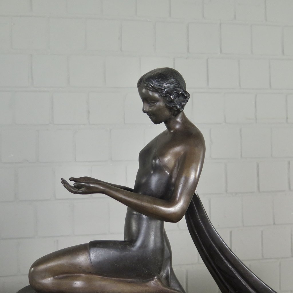 Skulptur Dekoration Tänzerin Frau Bronze 0,44 m