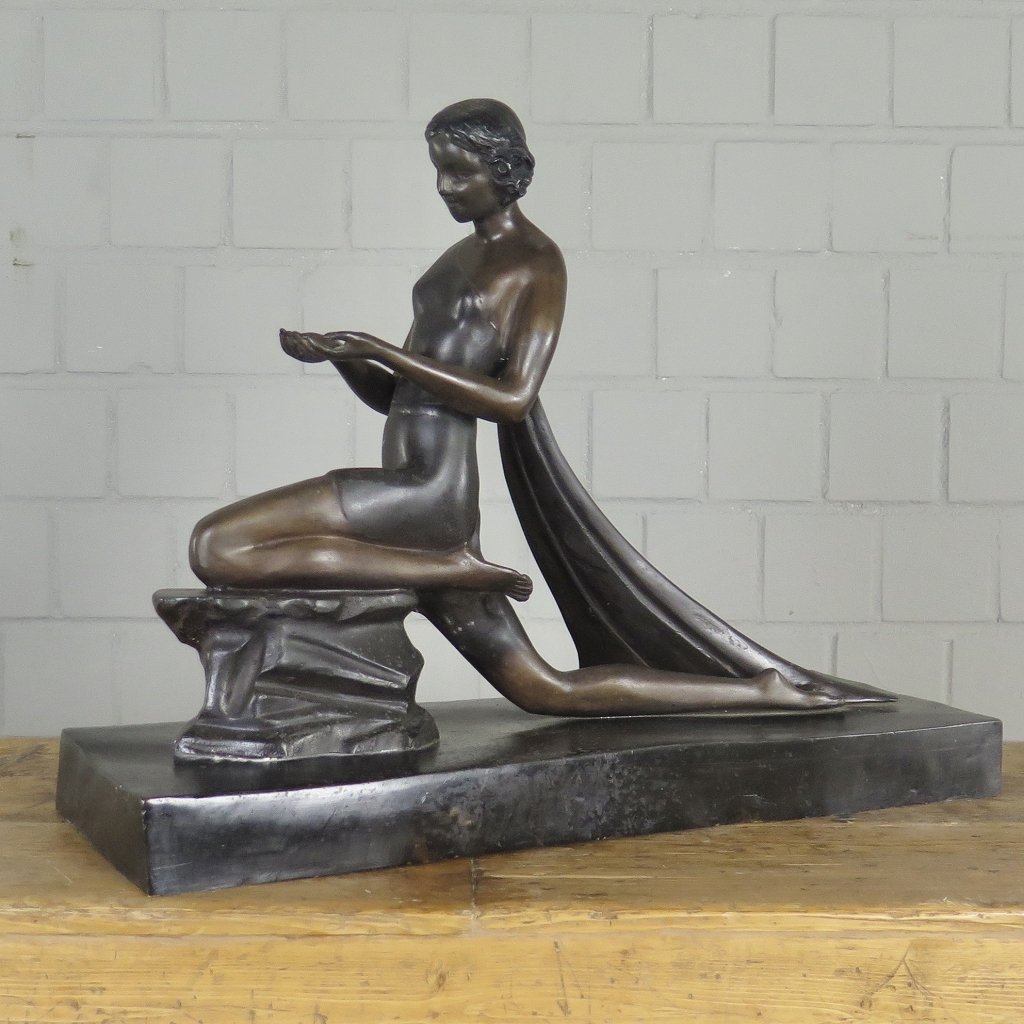 Skulptur Dekoration Tänzerin Frau Bronze 0,44 m