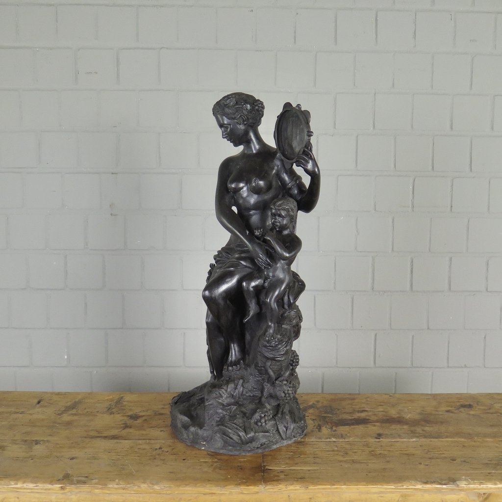 Skulptur Dekoration Frau mit Kindern Bronze 0,65 m