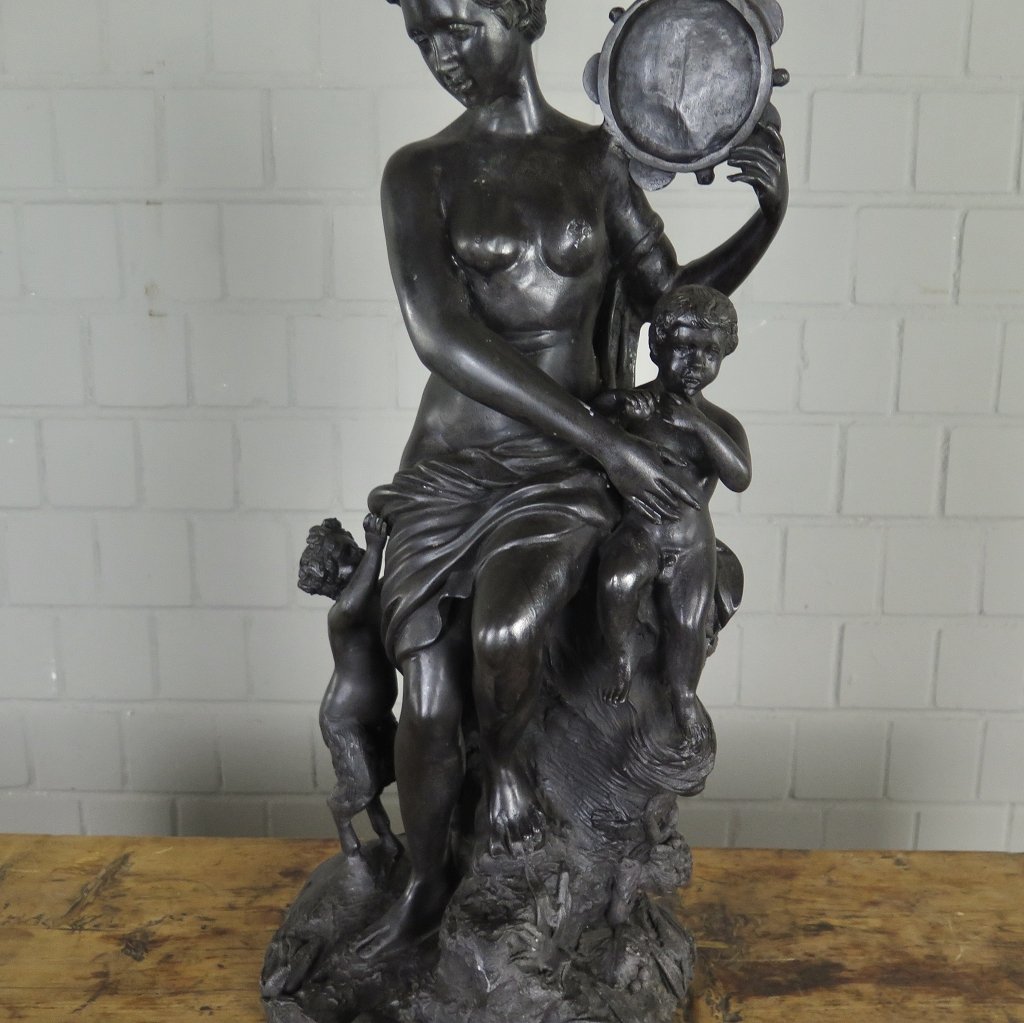 Skulptur Dekoration Frau mit Kindern Bronze 0,65 m