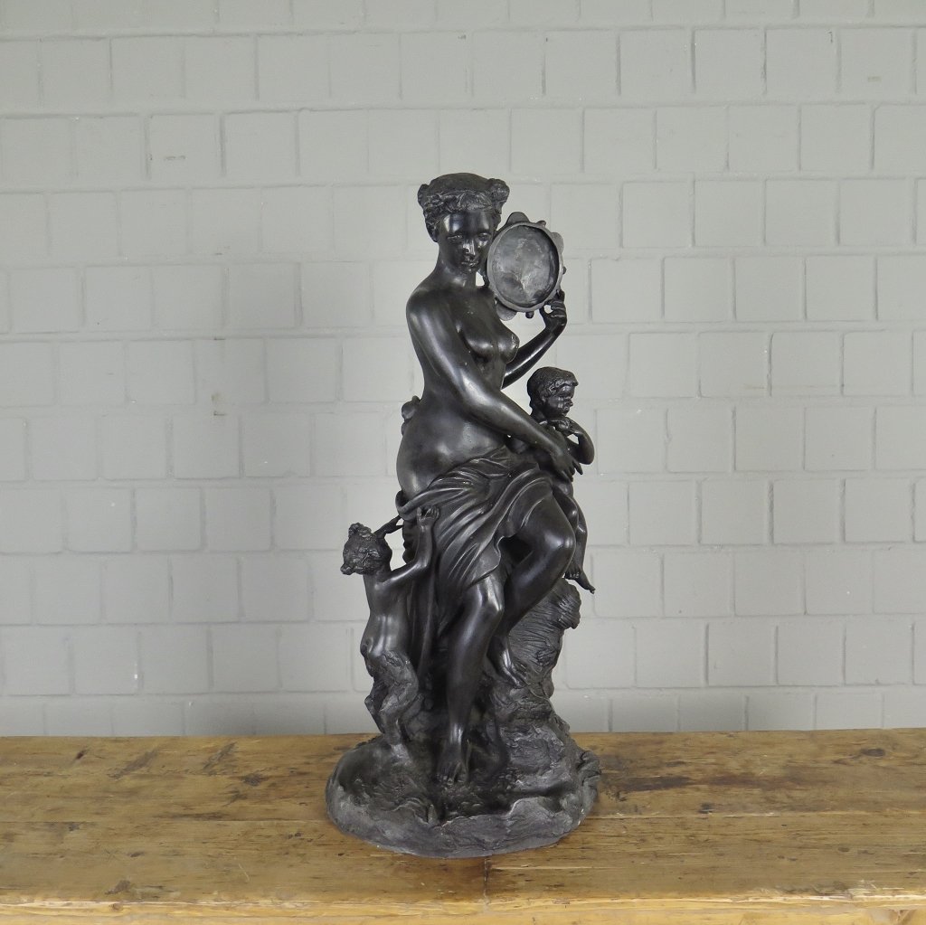 Skulptur Dekoration Frau mit Kindern Bronze 0,65 m