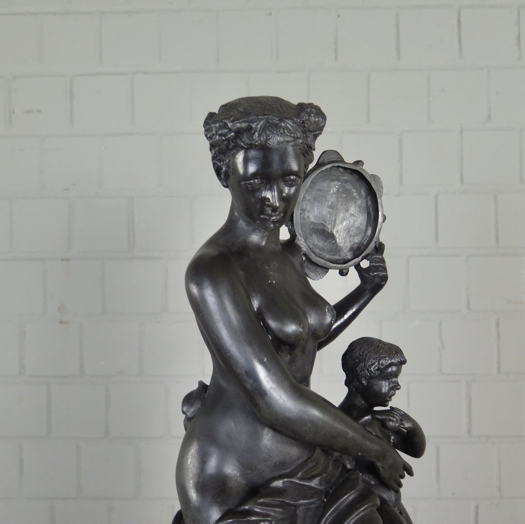 Skulptur Dekoration Frau mit Kindern Bronze 0,65 m