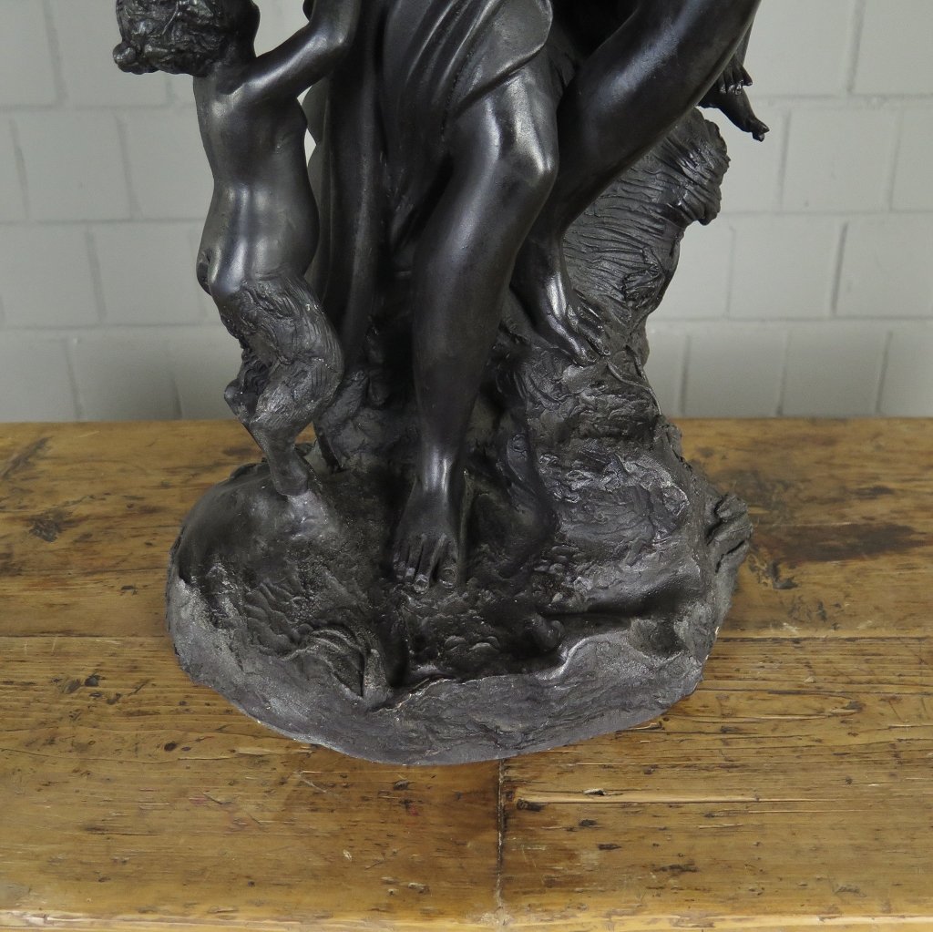 Skulptur Dekoration Frau mit Kindern Bronze 0,65 m