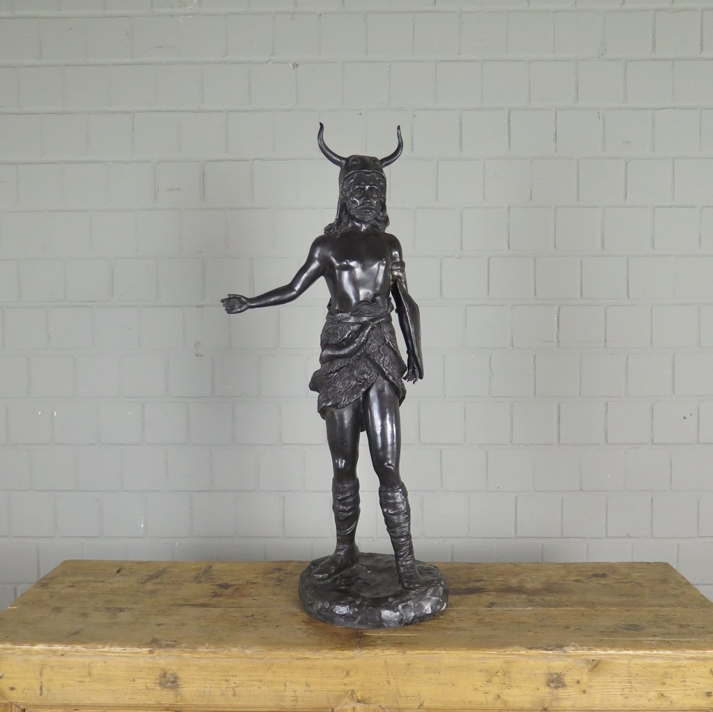 Skulptur Dekoration Wikinger Bronze 0,83 m