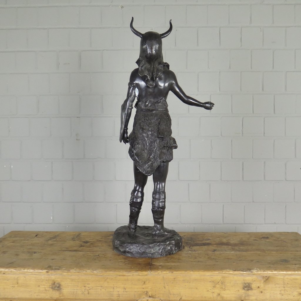 Skulptur Dekoration Wikinger Bronze 0,83 m