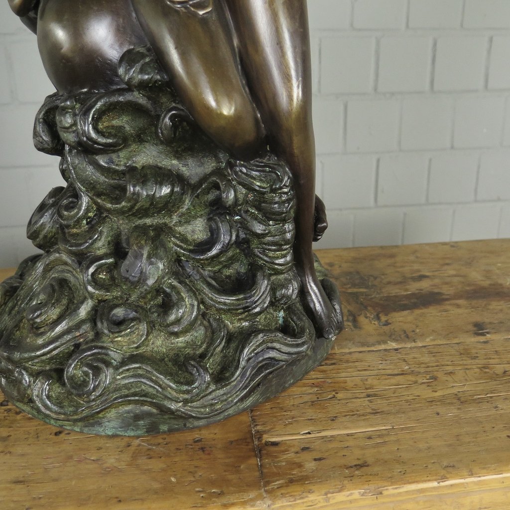 Kerzenständer Kandelaber Skulptur Frau mit Putte Bronze 0,83 m