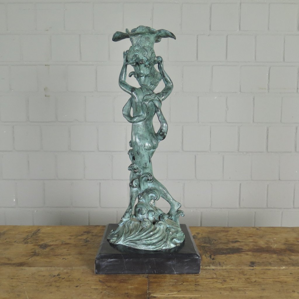 Kerzenständer Kandelaber Skulptur Frau Venus Bronze 0,50 m