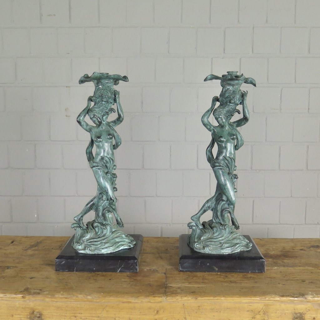 Kerzenständer Kandelaber Skulptur Frau Venus Bronze 0,50 m