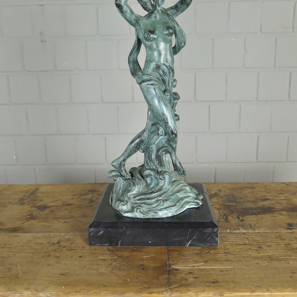 Kerzenständer Kandelaber Skulptur Frau Venus Bronze 0,50 m