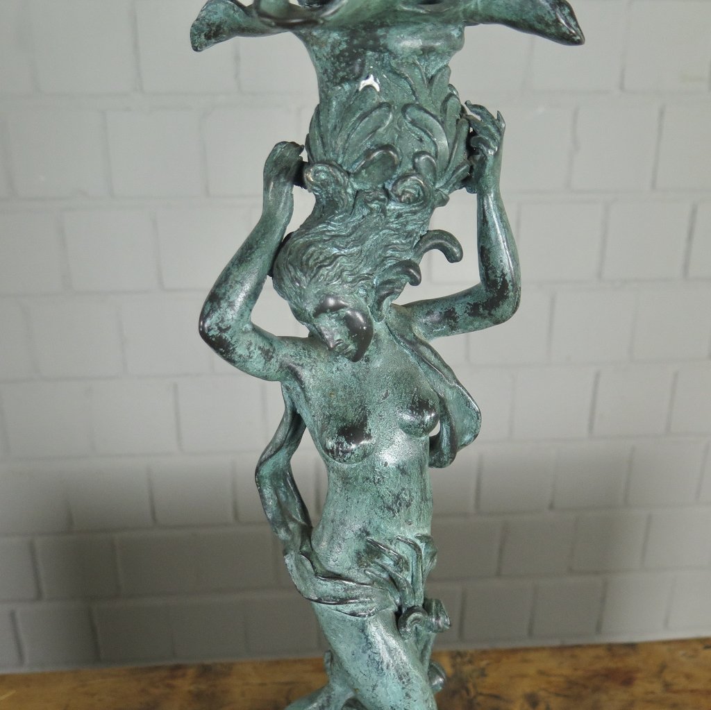 Kerzenständer Kandelaber Skulptur Frau Venus Bronze 0,50 m