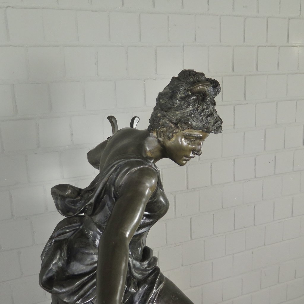 Skulptur Dekoration Frau mit Leier Bronze 0,97 m