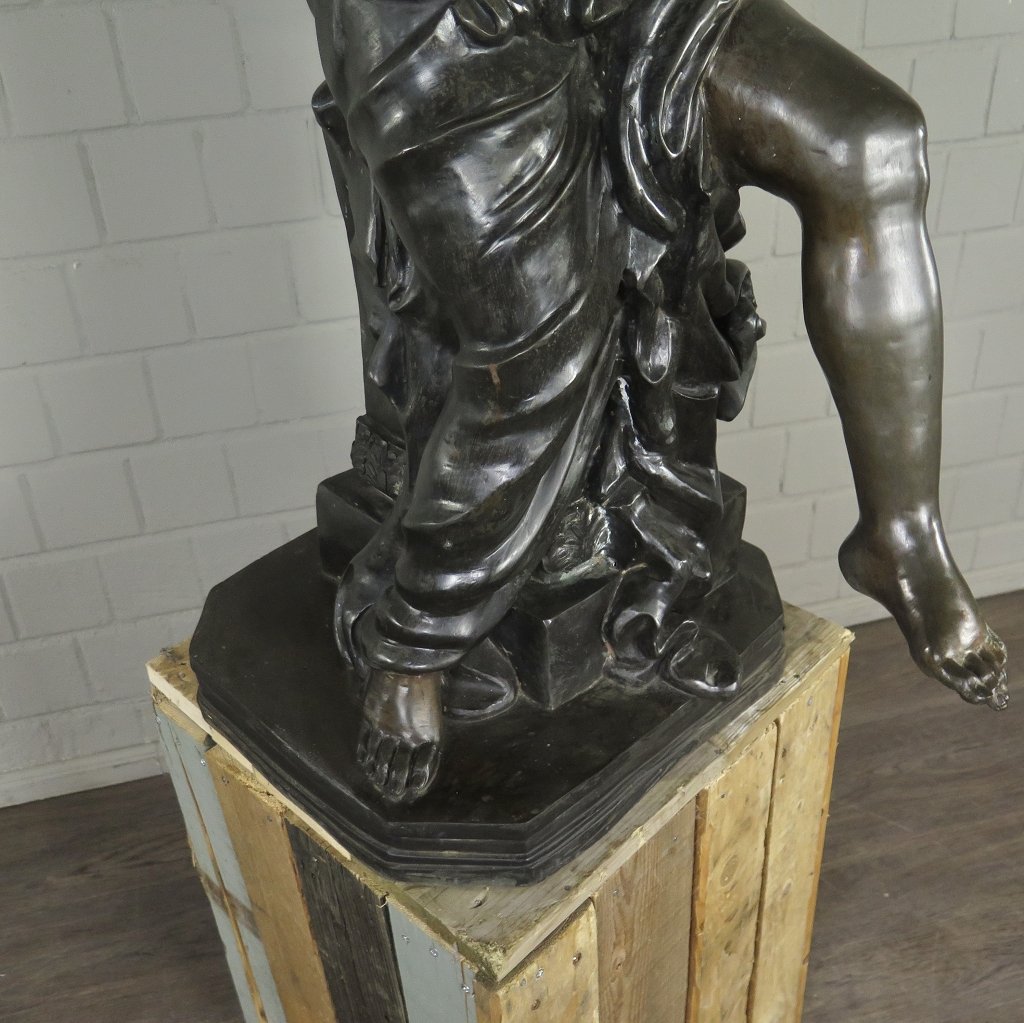 Skulptur Dekoration Frau mit Leier Bronze 0,97 m