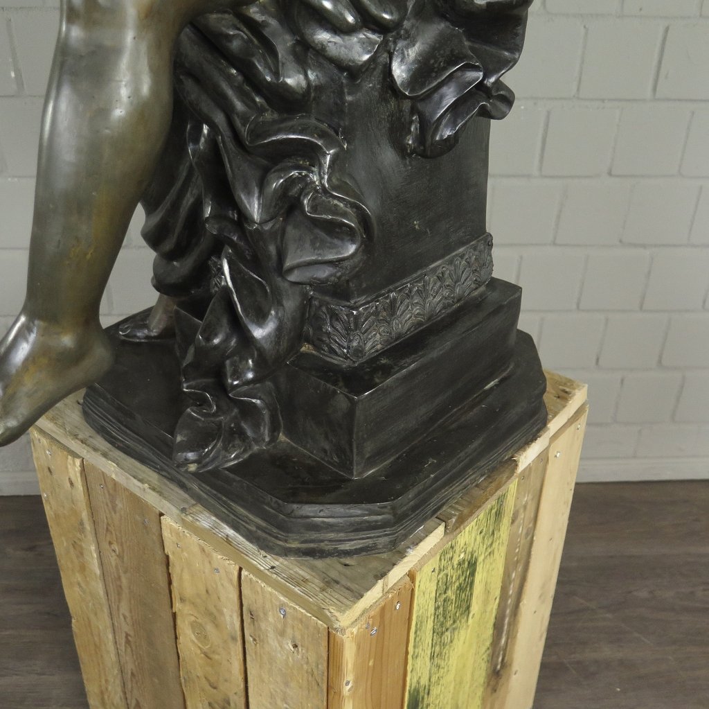 Skulptur Dekoration Frau mit Leier Bronze 0,97 m