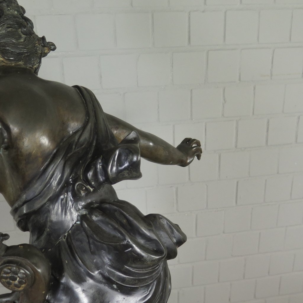 Skulptur Dekoration Frau mit Leier Bronze 0,97 m