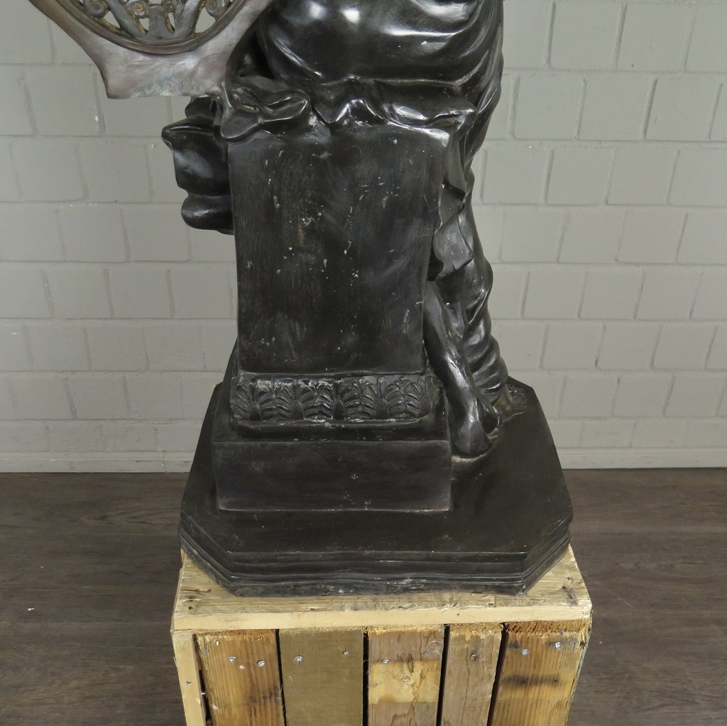Skulptur Dekoration Frau mit Leier Bronze 0,97 m