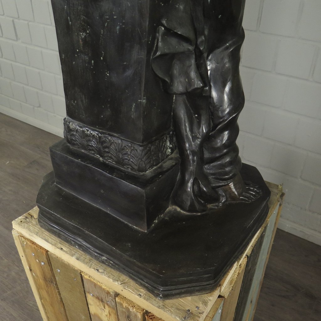Skulptur Dekoration Frau mit Leier Bronze 0,97 m