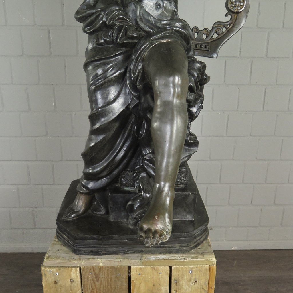Skulptur Dekoration Frau mit Leier Bronze 0,97 m
