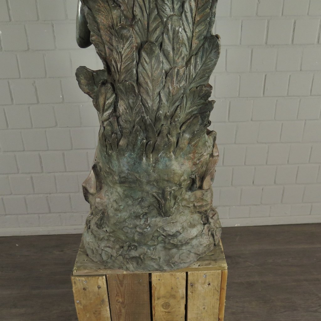 Skulptur Dekoration Frau mit Putte Bronze 1,09 m