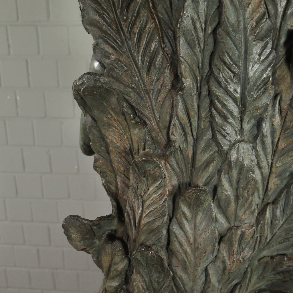 Skulptur Dekoration Frau mit Putte Bronze 1,09 m