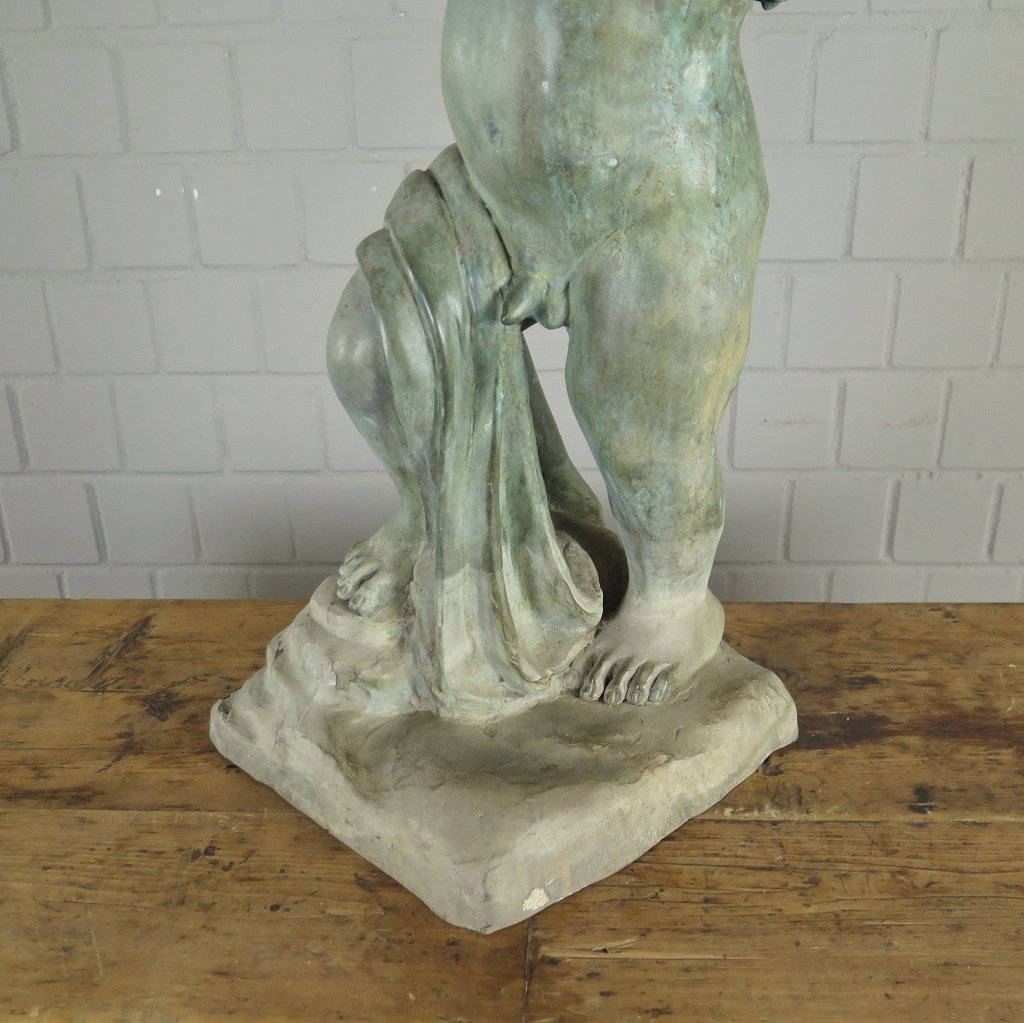 Wasserspeier Wasserspiel Putte mit Schildkröte Bronze 0,70 m