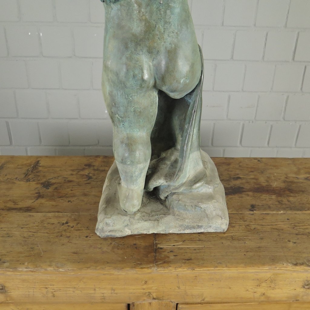 Wasserspeier Wasserspiel Putte mit Schildkröte Bronze 0,70 m