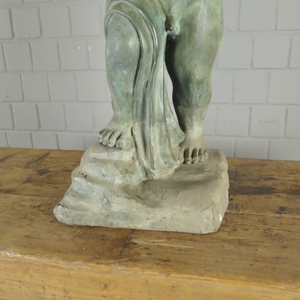 Wasserspeier Wasserspiel Putte mit Schildkröte Bronze 0,70 m