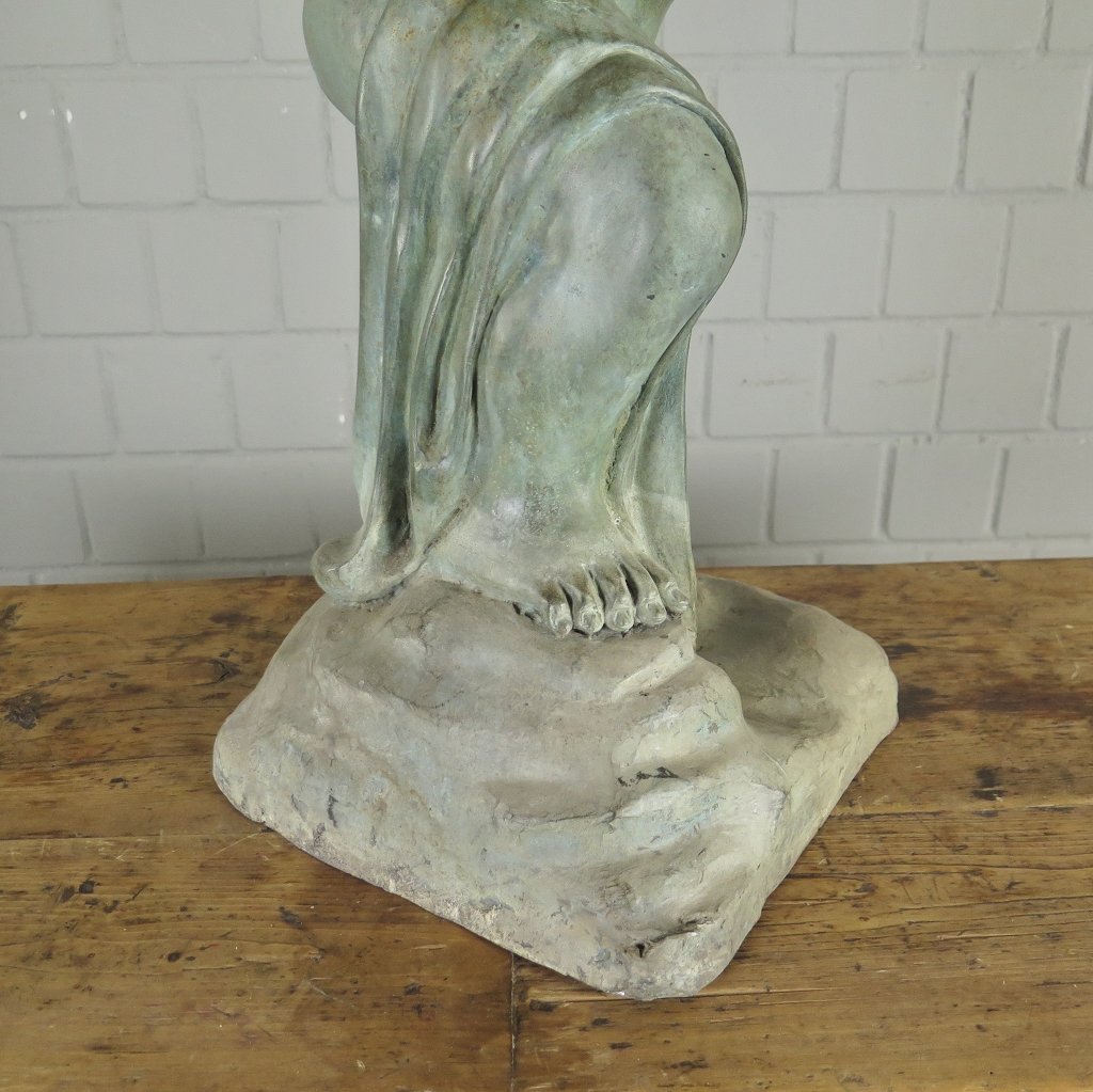 Wasserspeier Wasserspiel Putte mit Schildkröte Bronze 0,70 m