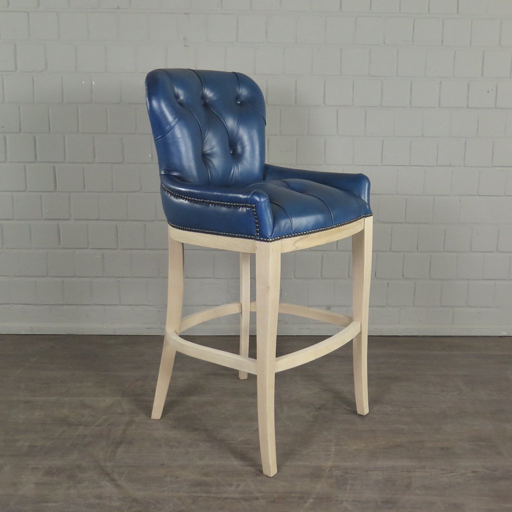 Chesterfield Barhocker Barsessel Leder Blau