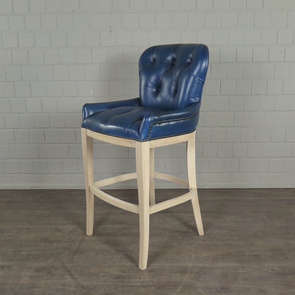 Chesterfield Barhocker Barsessel Leder Blau