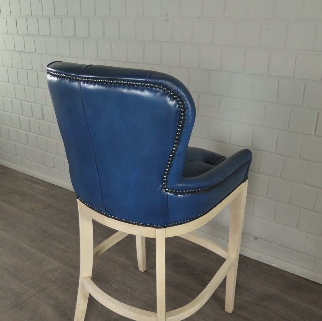Chesterfield Barhocker Barsessel Leder Blau