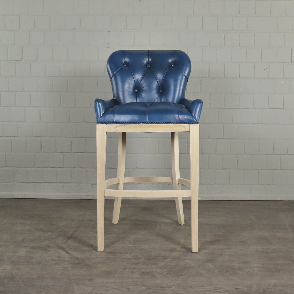 Chesterfield Barhocker Barsessel Leder Blau