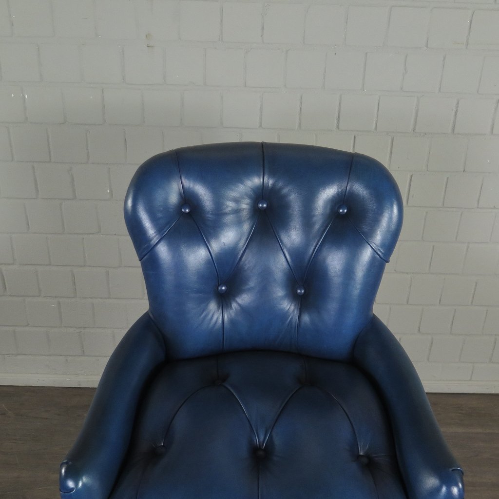 Chesterfield Barhocker Barsessel Leder Blau