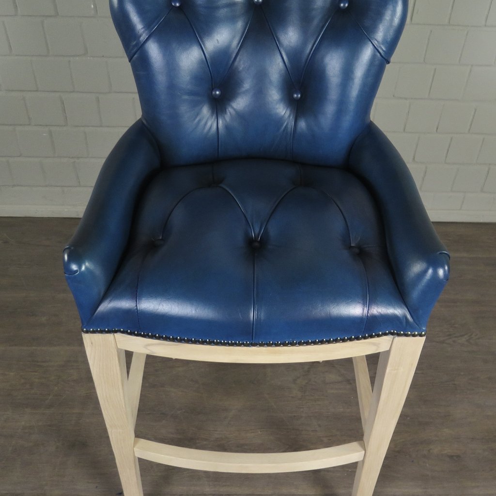 Chesterfield Barhocker Barsessel Leder Blau